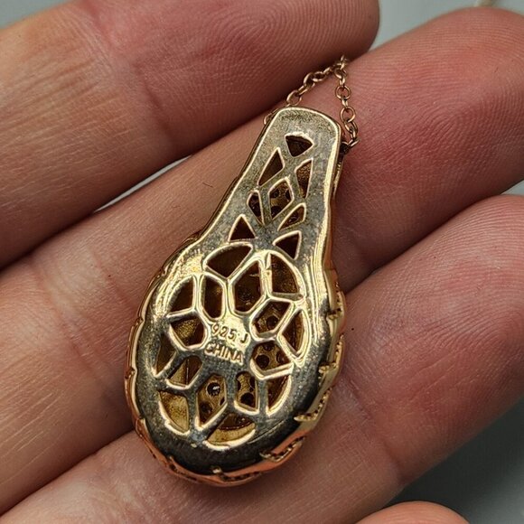 Chuck Clemency 925 Sterling Silver Champagne Diamond Pendant Rose Gold Plated - Picture 4 of 14